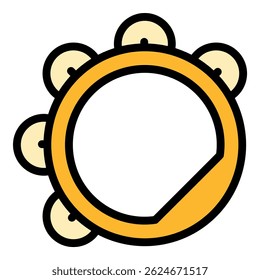 Musical tambourine icon. Outline musical tambourine vector icon color flat isolated
