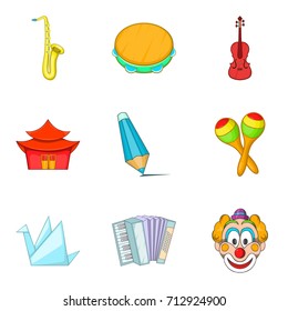 Musical taste icons set. Cartoon set of 9 musical taste vector icons for web isolated on white background