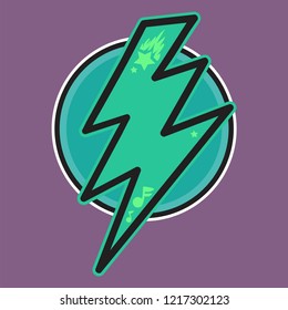 Musical template logo with thunderbolt and notes. Vector