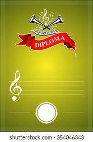 Musical template - Vertical musical diploma in vector