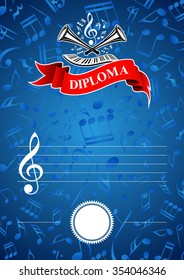 Musical template - Vertical musical diploma in vector