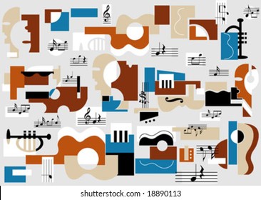 Musical and theatre abstract background vector illustration. Fully editable, easy color change.