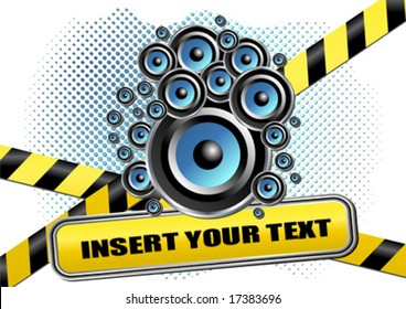 Musical theme background over halftone pattern