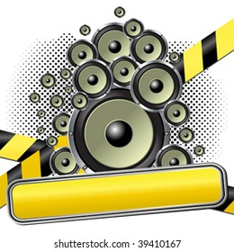 Musical theme background over halftone pattern