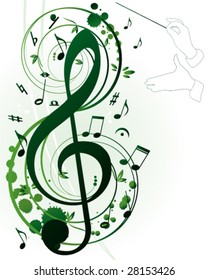 The musical theme with notes and branches.