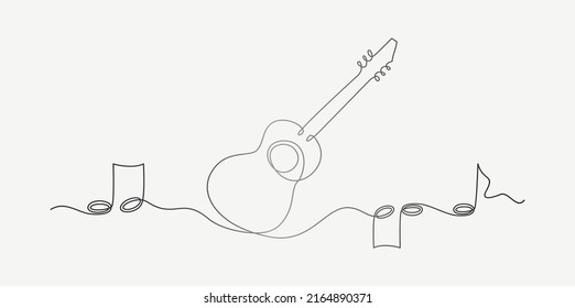 Herramientas musicales de guitarra. Dibujo de línea continua.ilustración vectorial