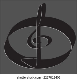 Musikalischer Treppenkeil mit abstrakten Linien und Noten, Band auf schwarzem Hintergrund. Linienzeichnung