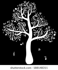 Musical tree with notes
