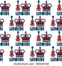 musical trendy vector seamless british pattern with crown