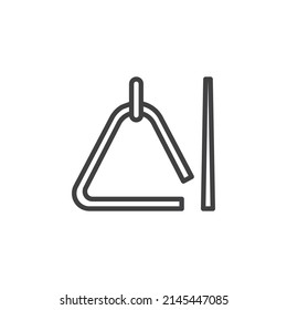 Musical triangle line icon. linear style sign for mobile concept and web design. Triangle musical instrument  outline vector icon. Symbol, logo illustration. Vector graphics