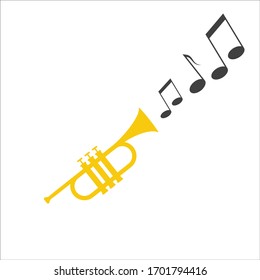 Musical trumpet icon on a white background.