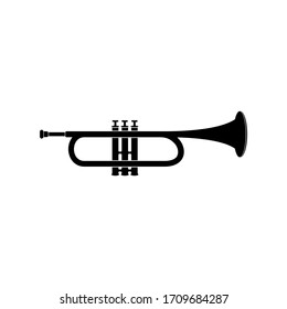 Musical trumpet icon. Wind musical instrument. Vector illustration.