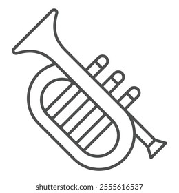 Musical trumpet isometric icon, music instruments concept. Vector graphics. Flute wind instrument sign on white background, outline style icon for mobile or web design