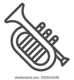 Musical trumpet line icon, music instruments concept. Vector graphics. Flute wind instrument sign on white background, outline style icon for mobile or web design