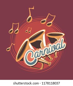 musical trumpets note music retro party