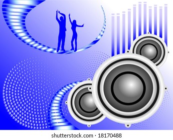 A musical vector background in shades of blue