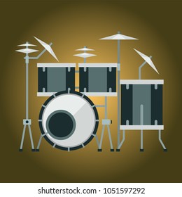 Musical vector drum kit wood rhythm instrument series set of percussion illustration. Drummer musician cultural handmade orchestra art performance indigenous tribal sign.