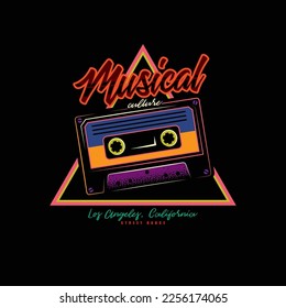 Musikalisches Vektorsymbol im Neonstil. T-Shirt Design, Design Element.