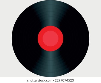Musical vinyl record in black color from front