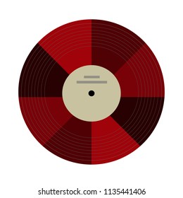 Musical vinyl record. Vinyl plate on a yellow background. Vector illustration.