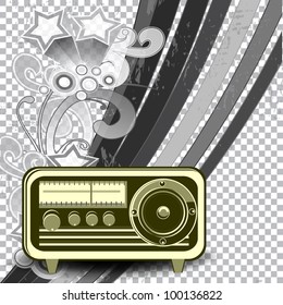 Fondo musical de olas con notas musicales brillantes sobre fondo de color rojo. EPS 10. se puede usar como volante, pancarta, afiche para la fiesta disco y otros eventos.