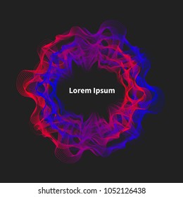 Musical wave, frame, border. Color banner, electronic music, abstract design element Vector illustration