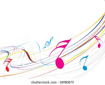 Musical wave line of musical notes