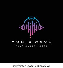 Musical waves design elements music with line art syle and modern concept, modern, gradient, music, Premium Vector