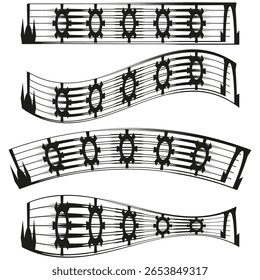 Musical waves pattern. Sound line texture. Audio frequency Vector. Creative rhythm design.