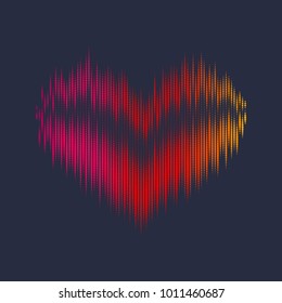 Musical waves in the shape of a heart in the background. Vector illustration