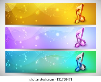 Musical website header or banner set. EPS 10.