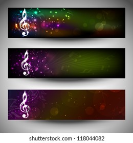 Cabeceras o carteles musicales de sitios web. EPS 10.