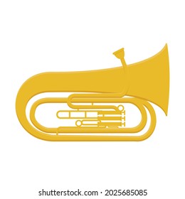 musical wind instruments tuba, color isolated vector illustration