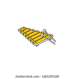 Musical Xylophone. Vector line, 3d stroke isometric, color web icon, new flat style. Creative illustration design, abstract idea for infographics.
