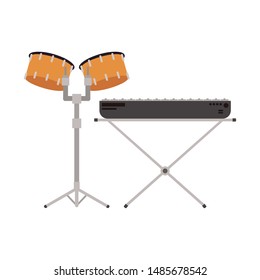 musicals instruments on white background