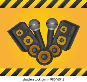 musicals instruments over yellow background. vector