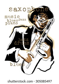 Musicans of jazz. Vector sketches.  Editable in several layers. 