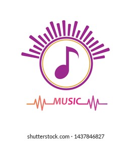 music,equaizer and sound effect ilustration logo vector icon template