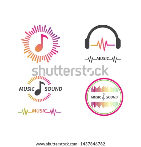 music,equaizer and sound effect ilustration logo vector icon template