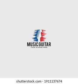 Music-guitar logo design vector template