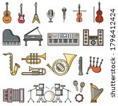 Musicial instruments vector isolated colorful flat style icons