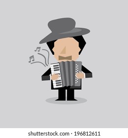 Musician Accordion Man Vector Illustration