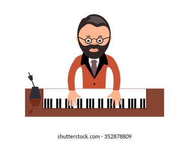 musician behind a grand piano a vector illustration flat style
