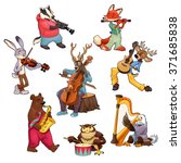 Musician cartoon animals. Vector isolated characters.