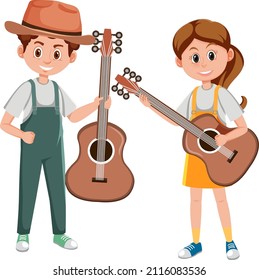 Musician cartoon character on white background illustration