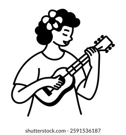 Musician character icon in hand drawn style 
