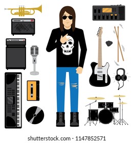 Musician Character with Musical Instruments