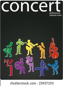 musician colorful silhouettes