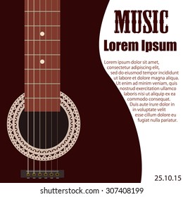 Musician concert show poster with acoustic guitar vector illustration