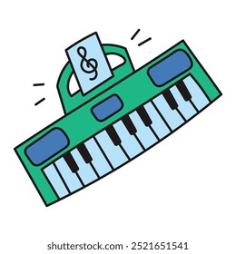 Ilustração de Doodle de Músico - Piano